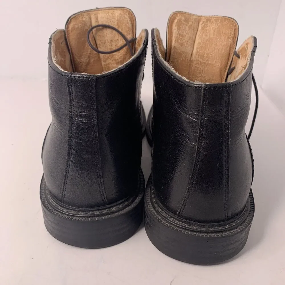 Skechers Mens Size US 8.5 EU 42 Black Leather Square Toe‎ Lace Up Ankle Boots